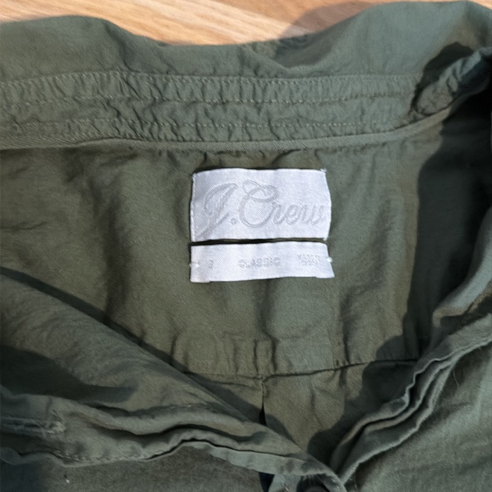J. Crew Olive Green Ruffle Sleeve Blouse - Picture 3 of 5